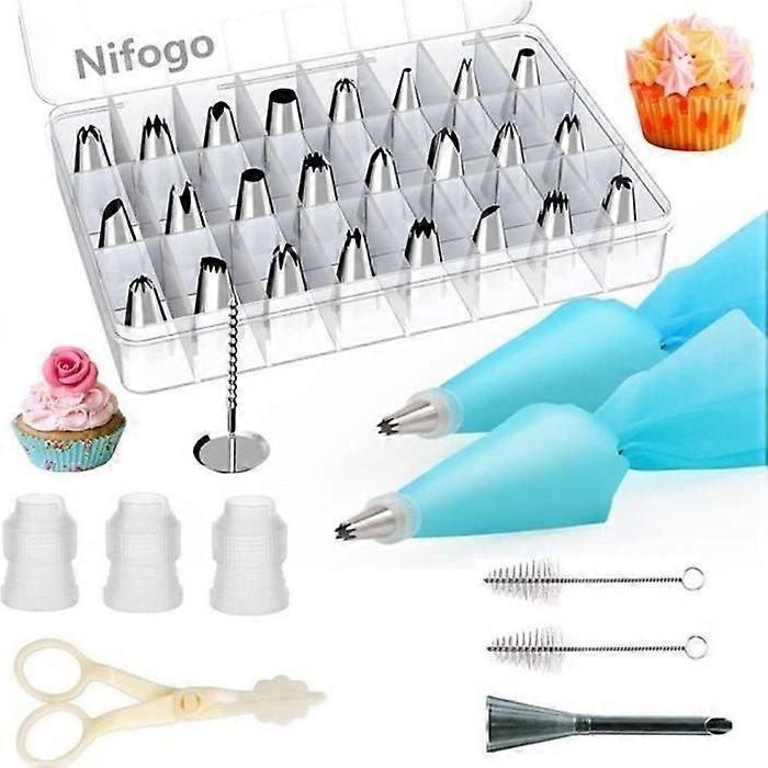 Pastry Bag 34 Pieces Stainless Steel DIY Cake Decorating Kits