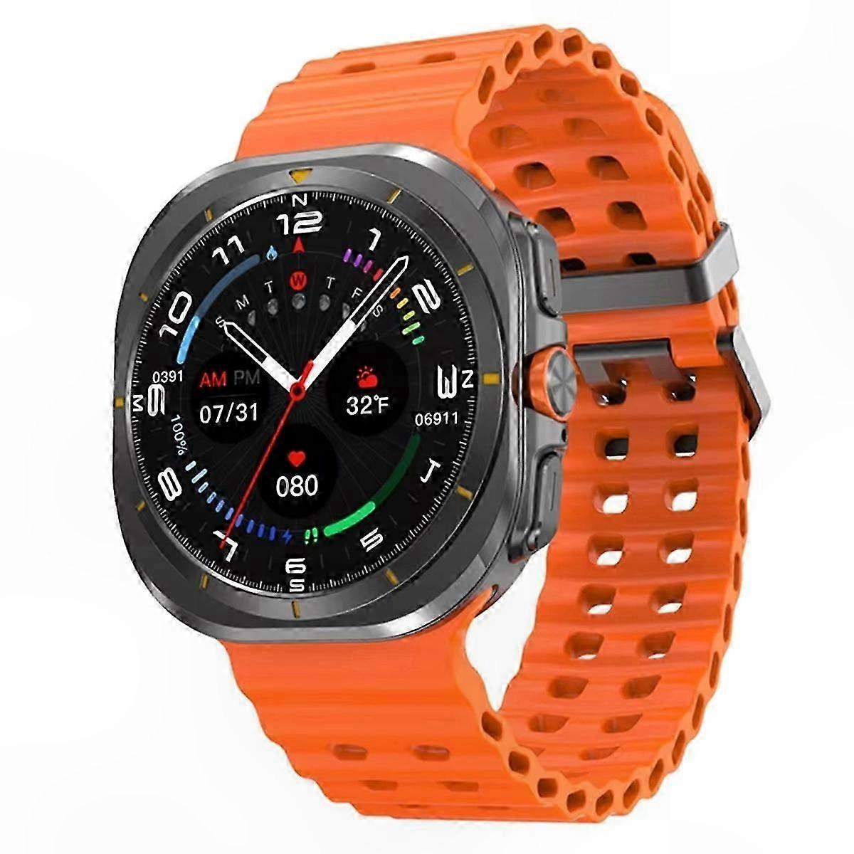 Smart Watch 47mm Bluetooth Calling Compass Function Orange Fitness Tracker