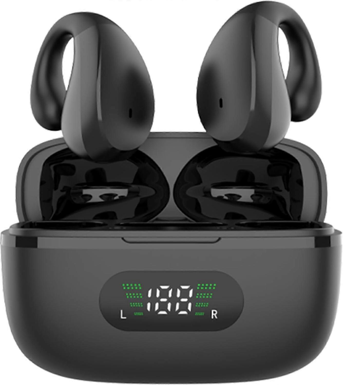 Wireless Bluetooth Earphones with Charging Case Dual Connection Built-in Microphone Compatible with Apple and Android(Black)