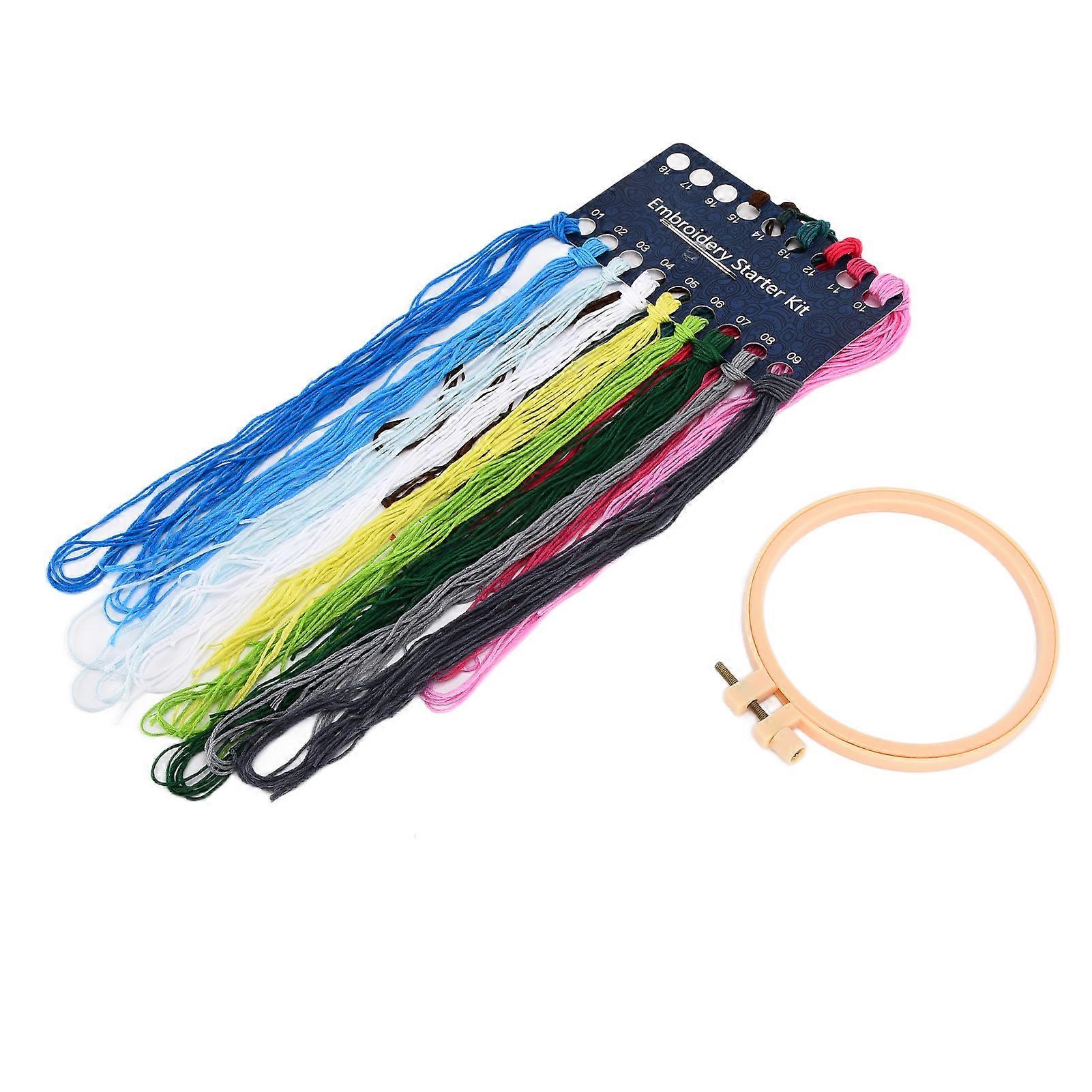 DIY Round Embroidery Kit Tree Pattern 12.5cm Frame with Needles