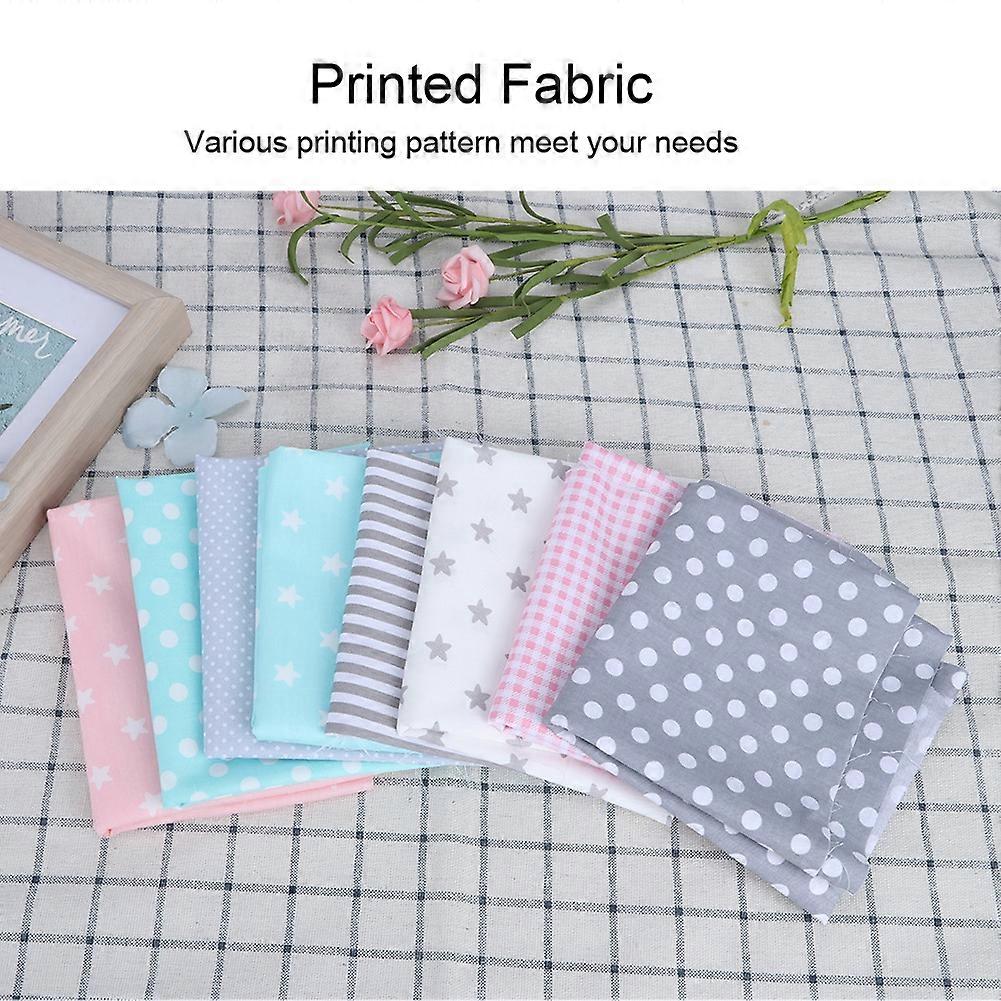 8Pcs 50x50cm Star Dot Pattern Printed Cotton Fabric for DIY