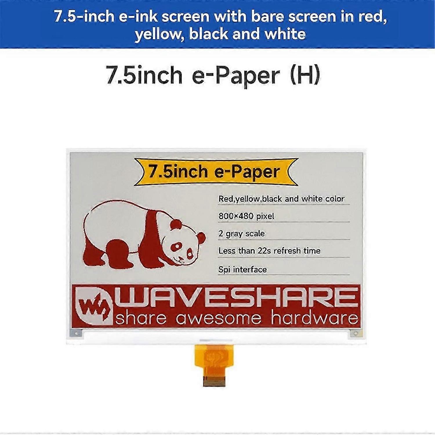 7.5 Inch E-Ink Display Screen for Red Yellow Black White Ink Screen 800x480 Pixel SPI Communication