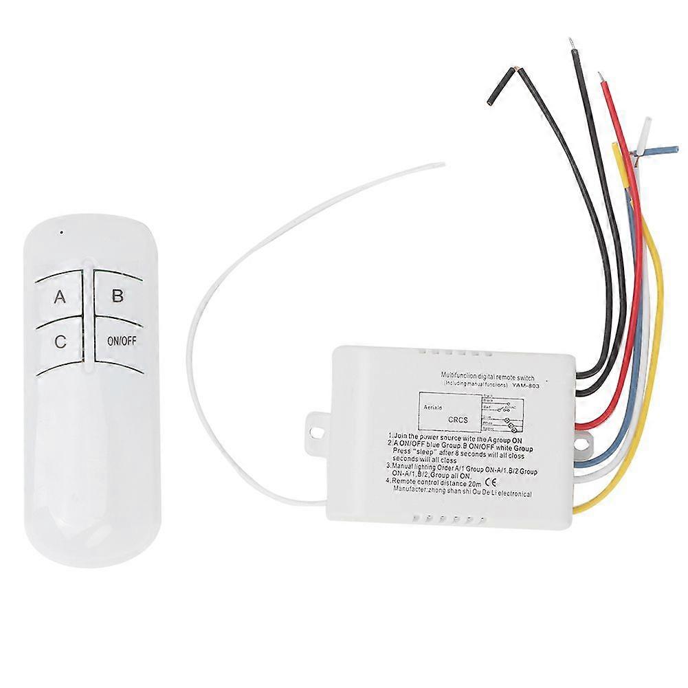 3 Ways ON/OFF 220V Digital Wireless Wall Light Receiver Transmitter Remote Control Switch