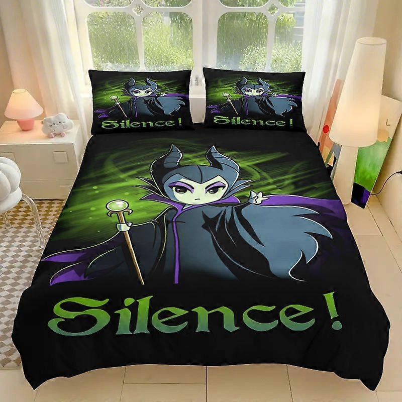 TE1244 Bedding Set 3pcs Maleficent Themed Quilt Cover Set, Including 1 Quilt Cover And 2 Pillowcases (Without Quilt Core And Pillow Core)