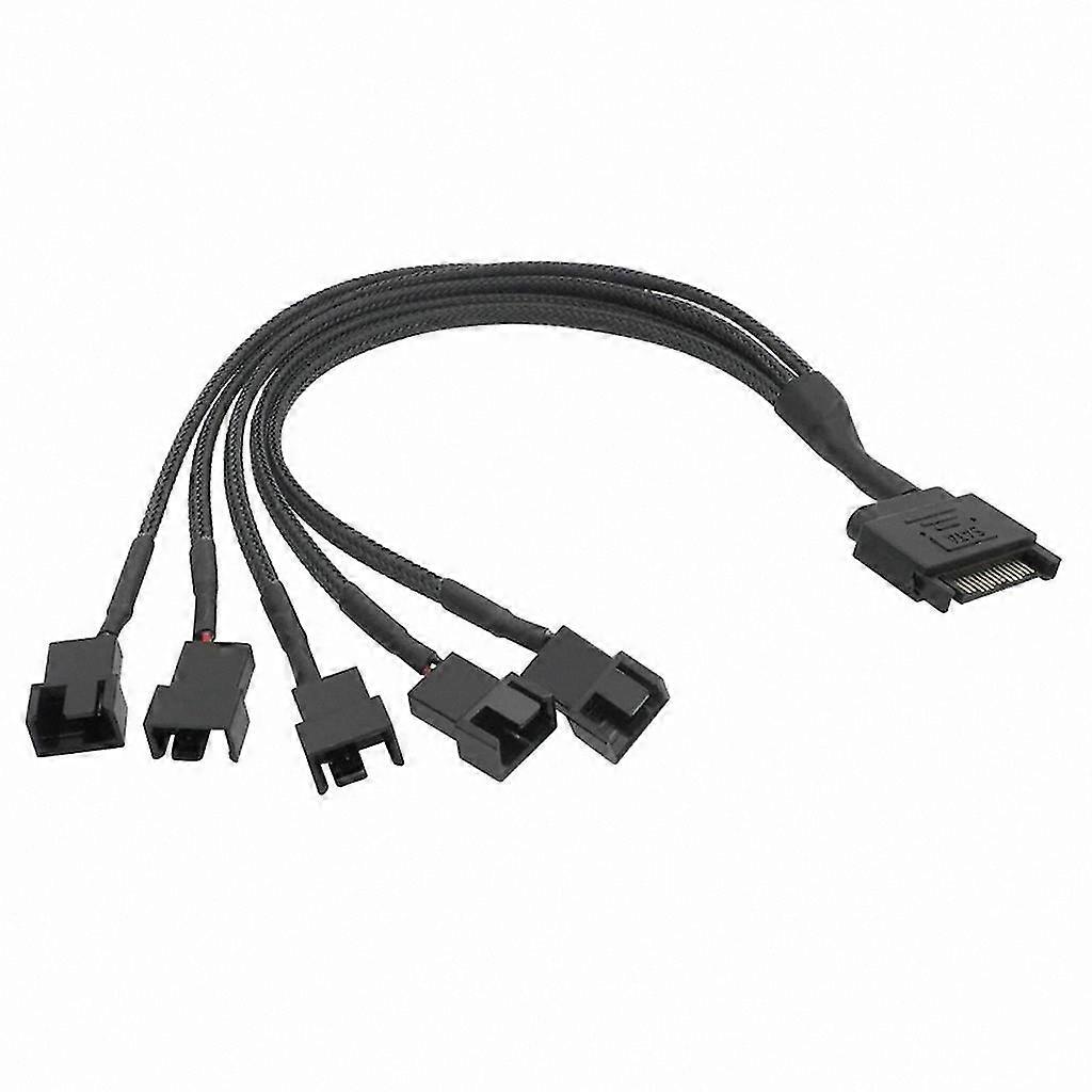 5-Port Fan Power Splitter Cable Adapter for SATA to 4-Pin and 3-Pin Connectors
