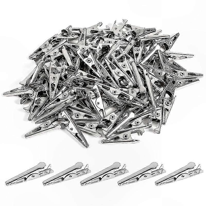 100 Pack Mini Alligator Clips, 27mm Silver-Tone Nickel-Plated Crocodile Clamps for Testing & Wiring Projects