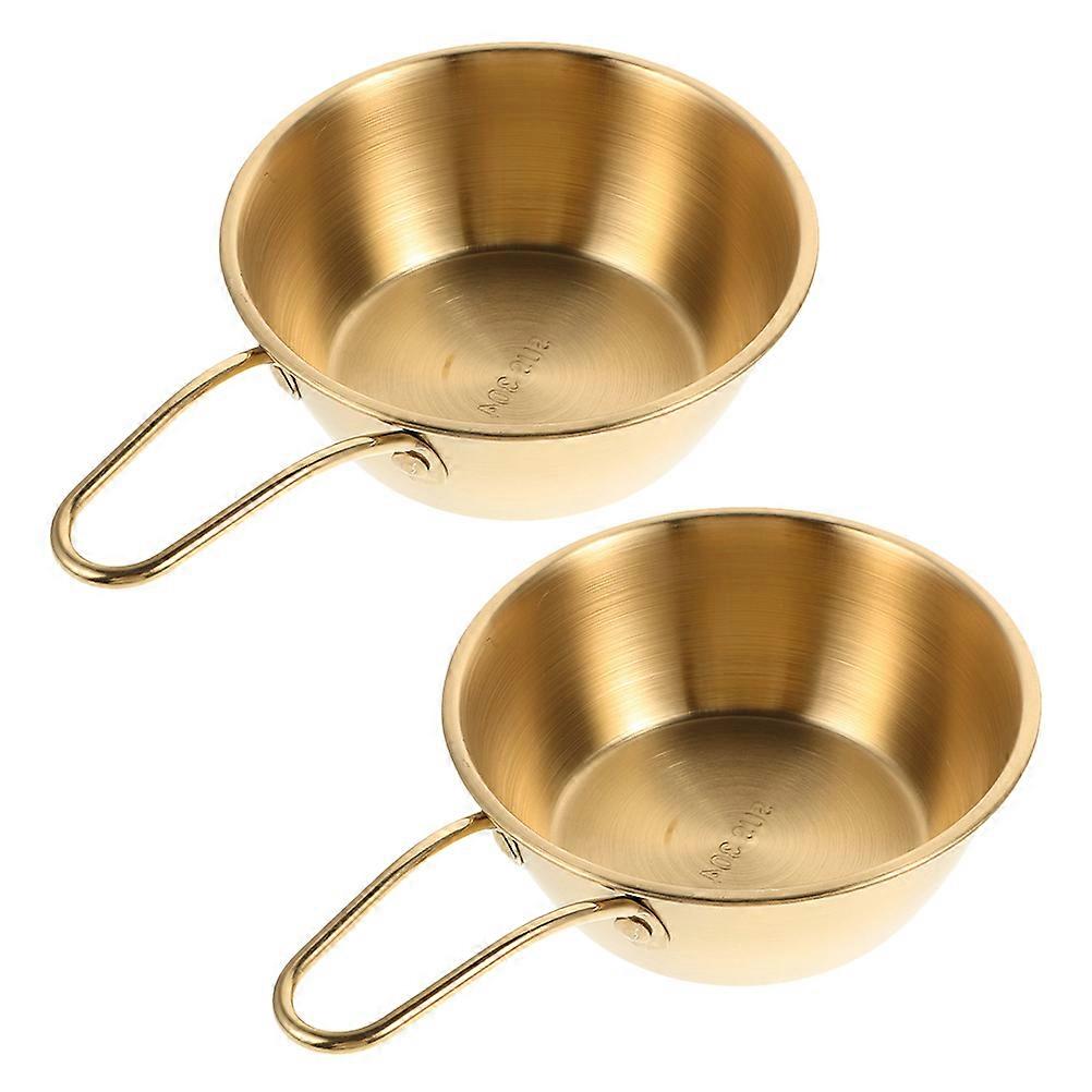 Golden Stainless Steel Shaving Foaming Bowl for Men with Ergonomic Handle 2Pcs