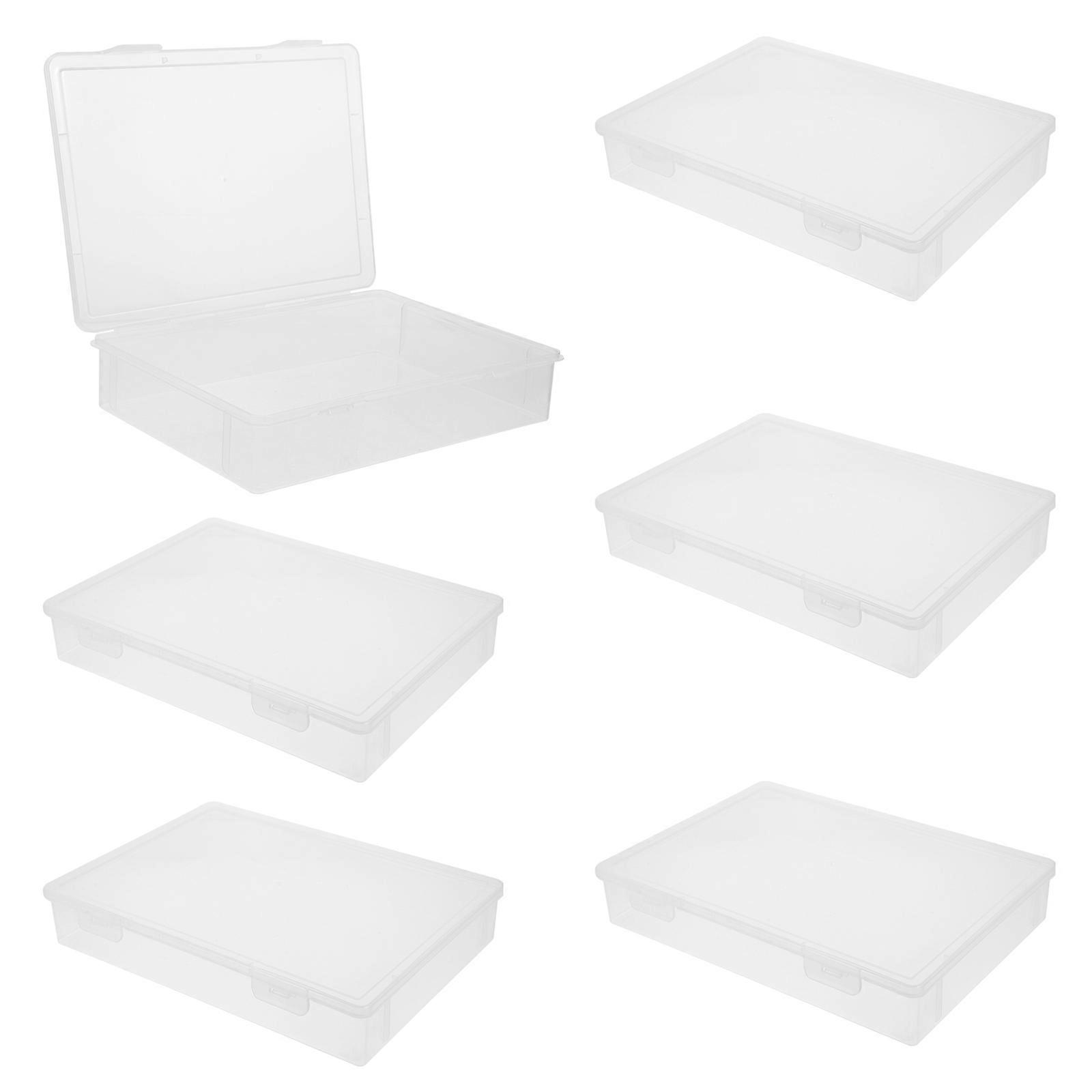 Clear Plastic Storage Containers Rectangular Jewelry Electronics Components Storage Boxes White Plastic with Sealing Function 6Pcs