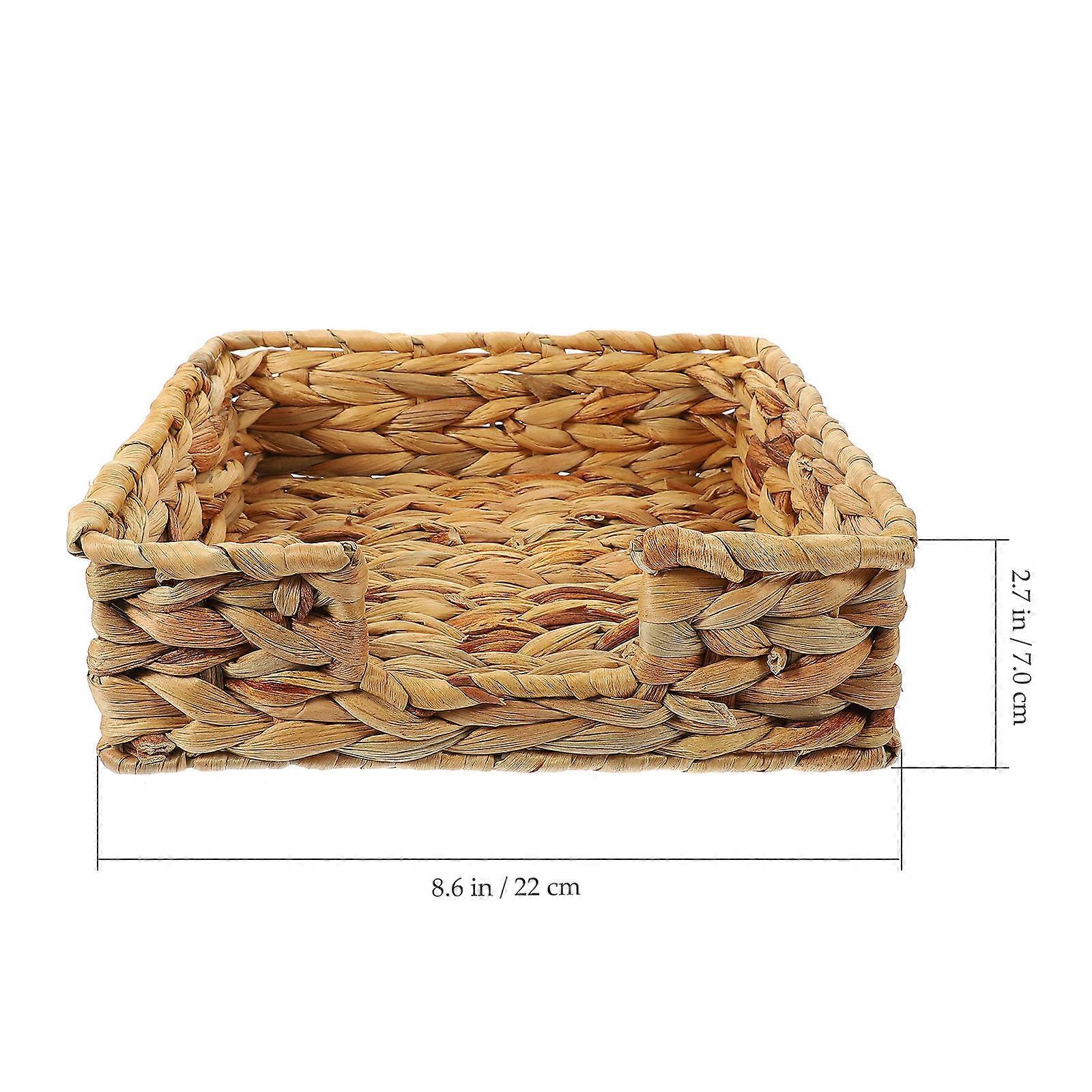 Woven Storage Basket Straw Basket for Storage Use 2Pcs Light Brown Multi-Purpose