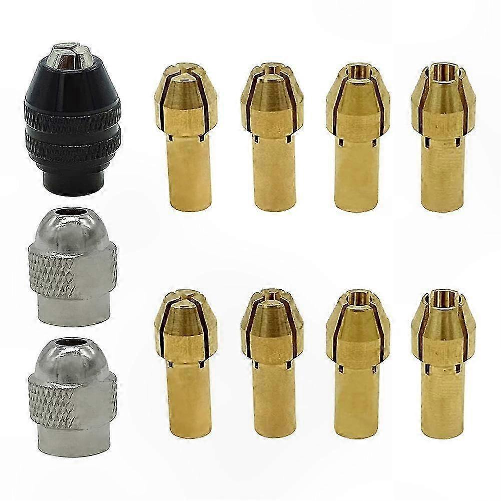 11-Piece Drill Chuck Collet Kit, Compatible with Rotary Tools (1/32" to 1/8")