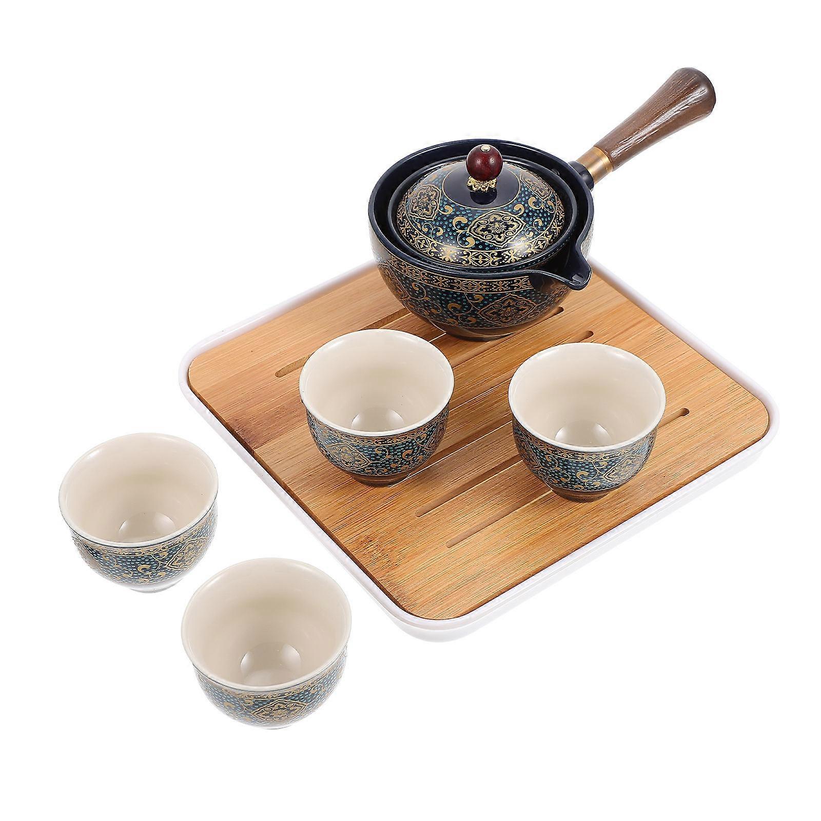 Kung Fu Tea Set Household Teaware Set Gift with 4 Cups and 1 Teapot