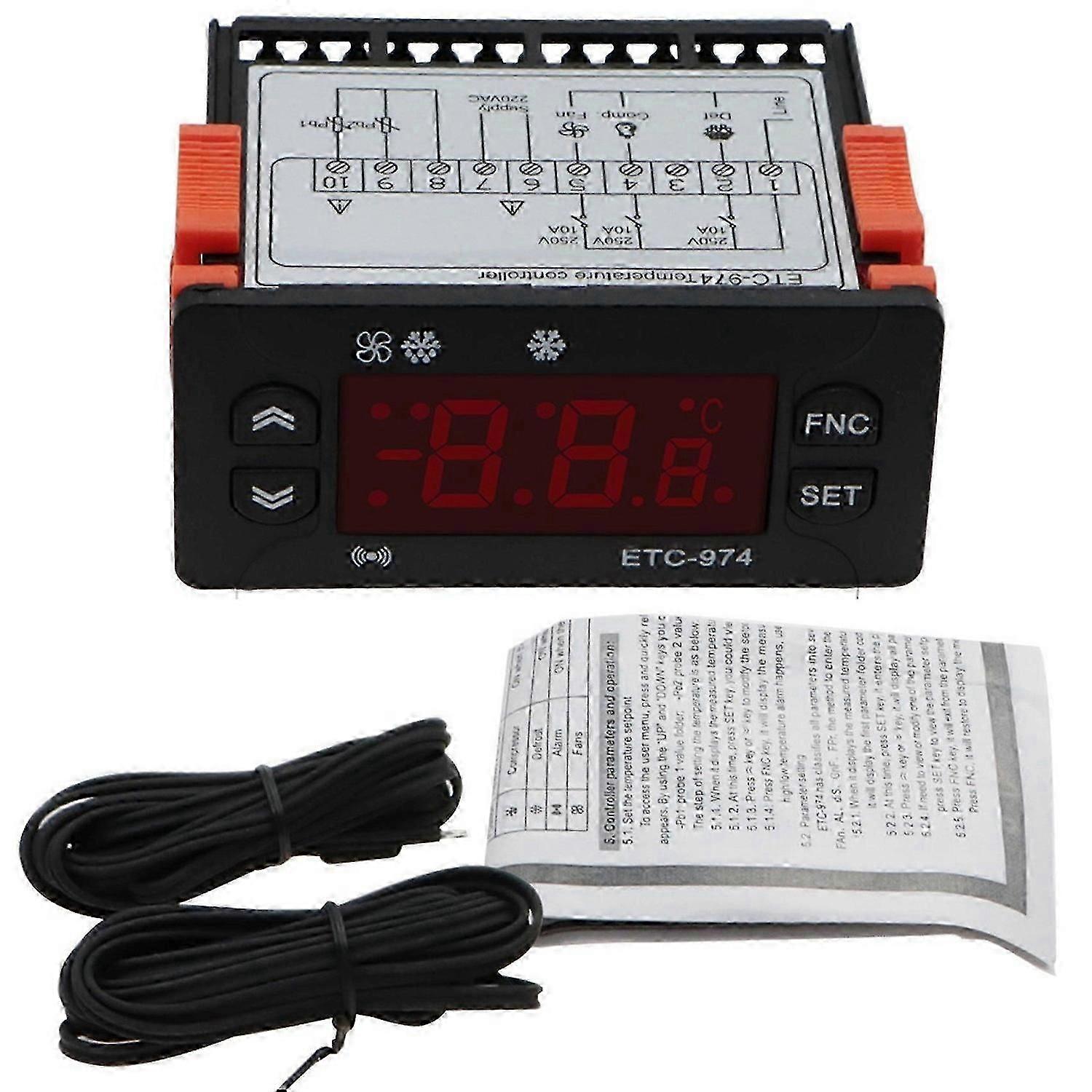 ETC-974 Digital Temperature Controller Alarm 220V Sensor