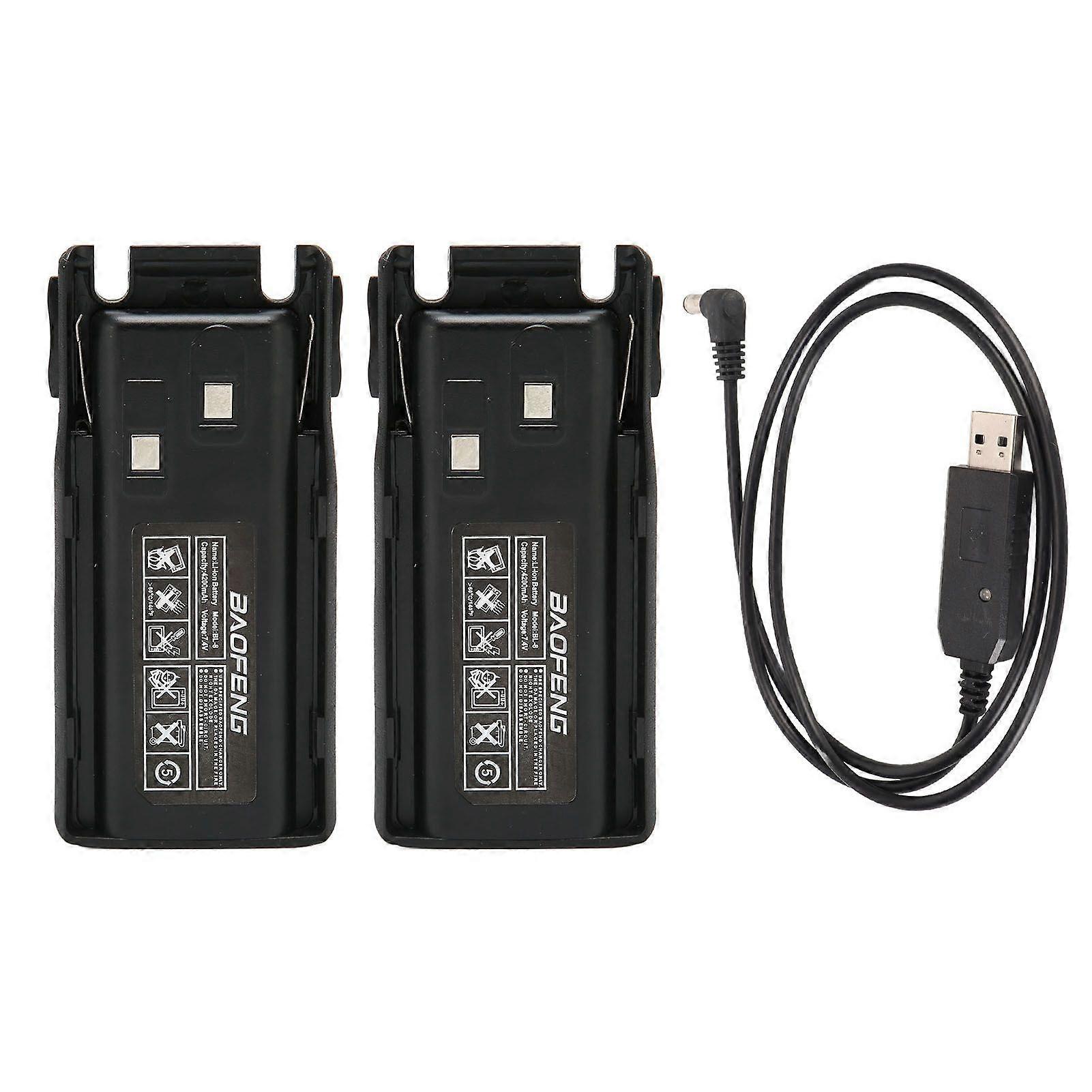 2pcs BL 8 Li Ion Battery 7.4V 4200mAh Replacement Walkie Talkie Battery for BF UV82 UV 8D UV 89 UV 82HP UV 82HX