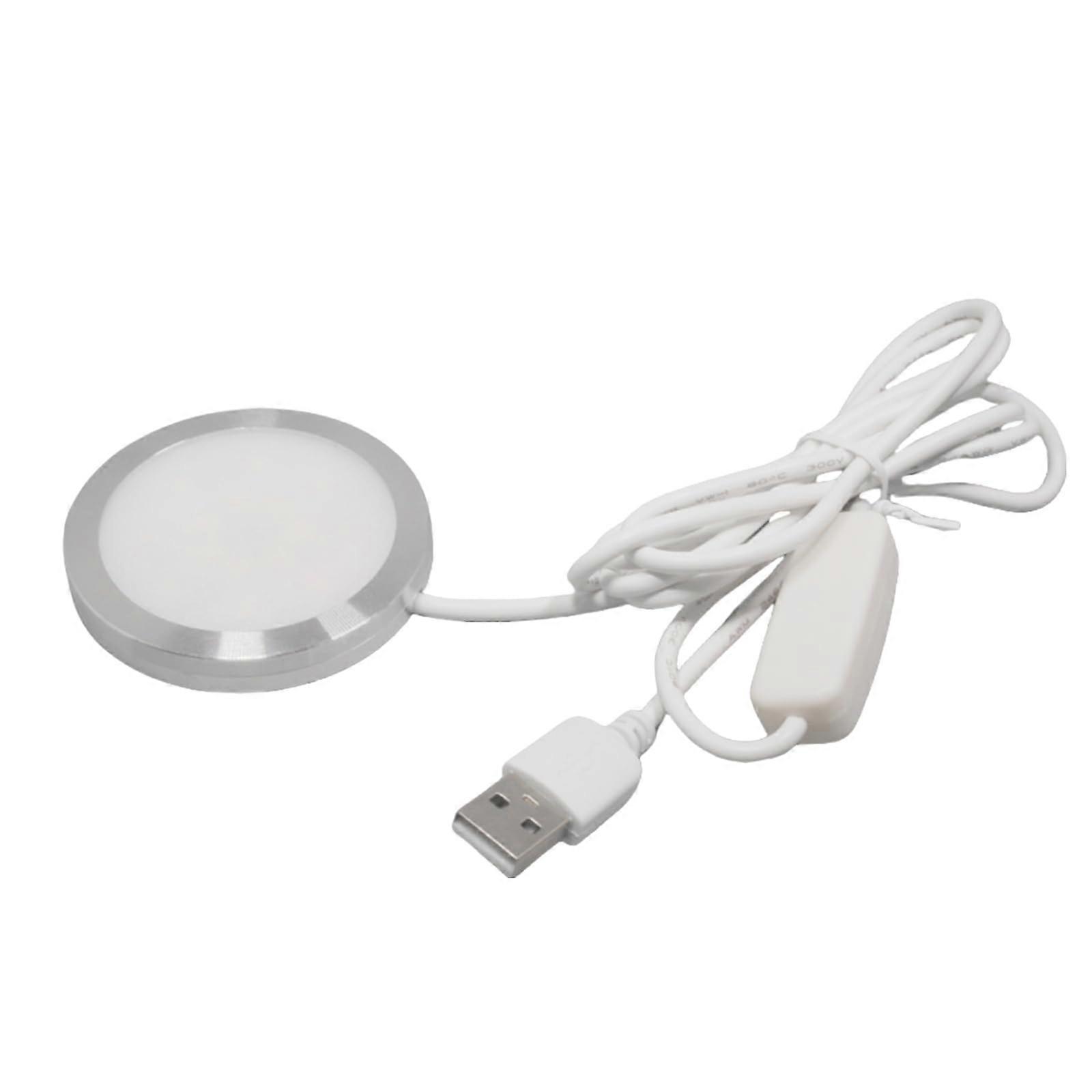 5V3W USB LED Light Round Base Desk Lamp 59mm Energy Efficient Under Cabinet Lighting for Home and Office