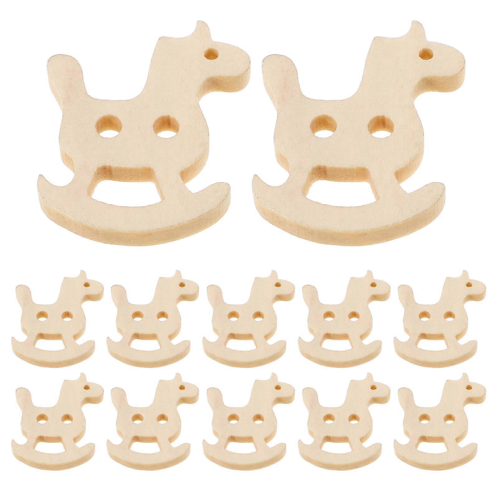 200Pcs Wooden Buttons for Sewing Handmade Horse Shaped Coat Buttons Beige