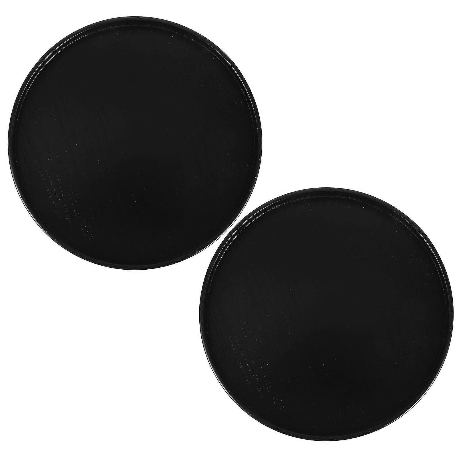 Black Wood Round Tray for Coffee Table Decor 10Pcs Set