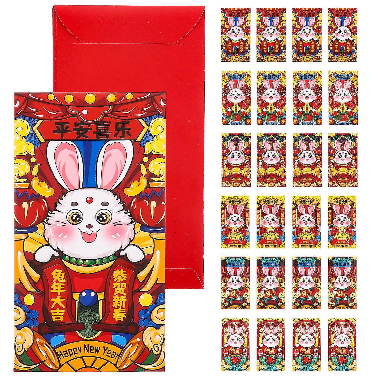 Rabbit Year Paper Red Packet for Festival 36Pcs Foldable Red Money Bags