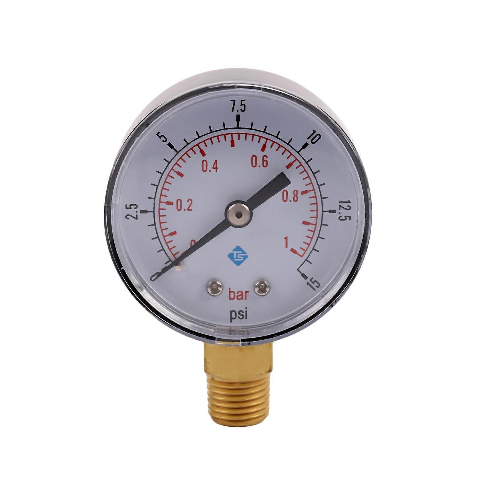 01bar 50mm Water Pressure Gauge Meter 1/4 inch NPT Thread Manometer 5015psi
