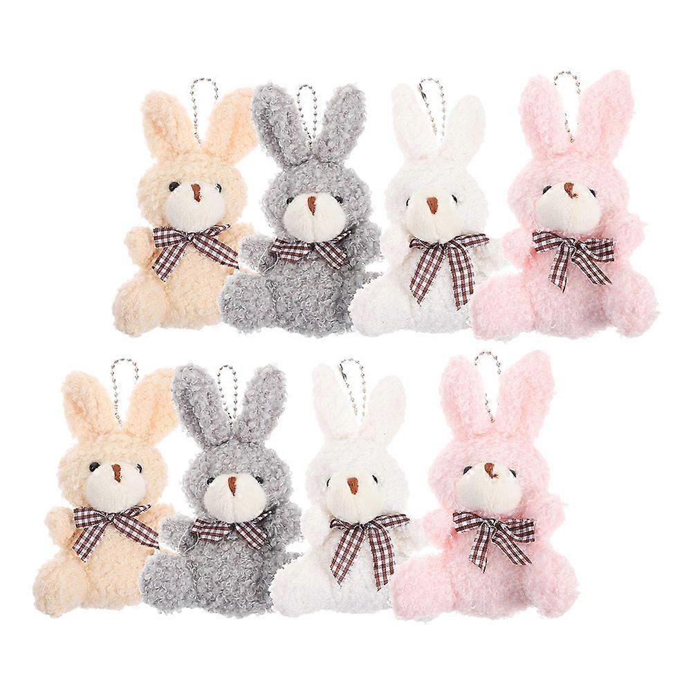 Cartoon Keychain Plush Key Ring Sitting Rabbit With Bow Tie Perfect For Kids And Women 8Pcs