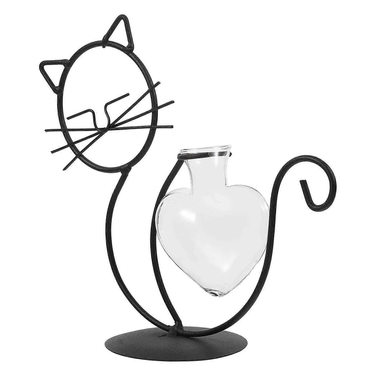 Home Glass Vase Decor Iron Frame for Hydroponic Plants 2Pcs