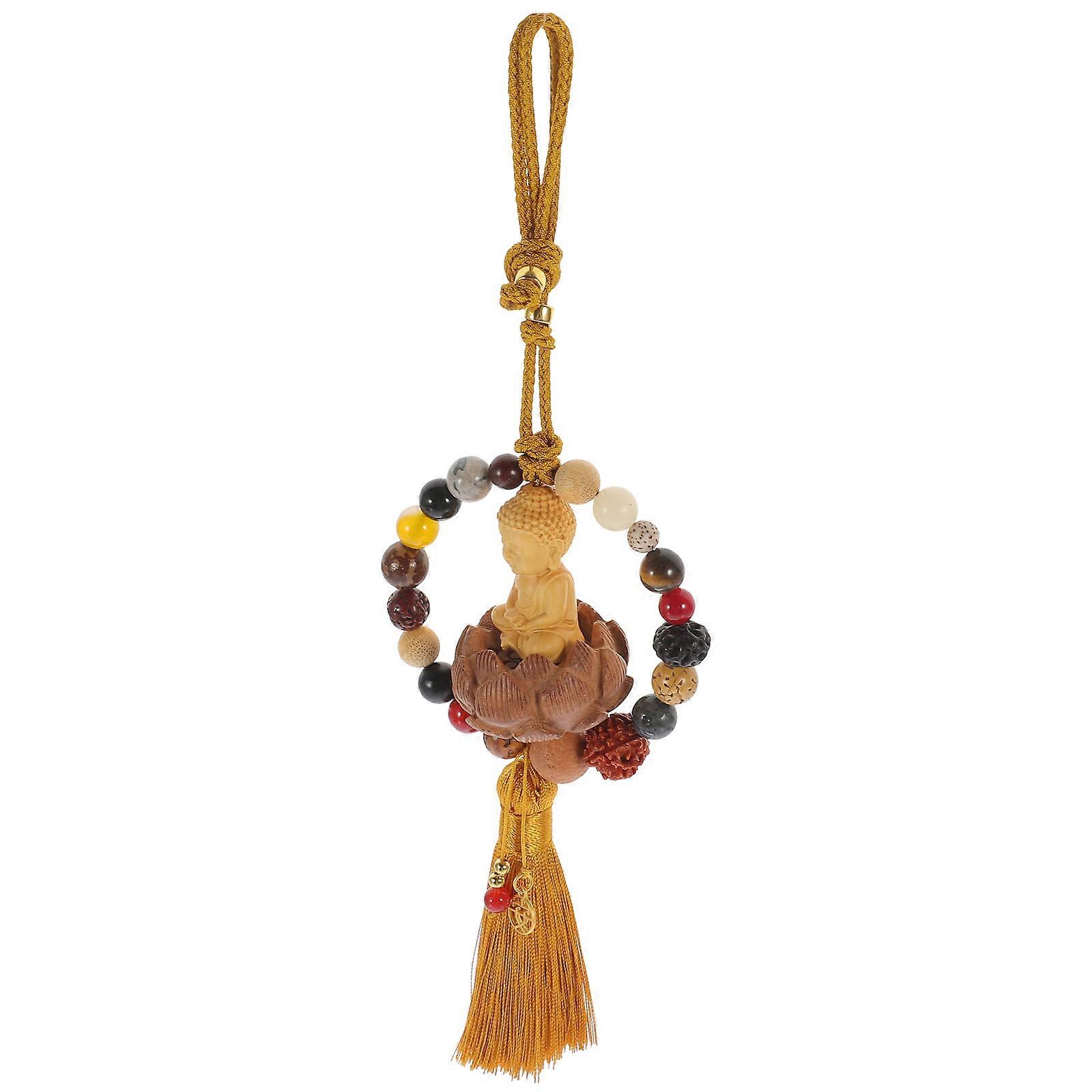 5Pcs Wood Buddha Statue Car Decoration Featuring Unique Chinese Theme Suitable For Daily Decoration Compact And Design
