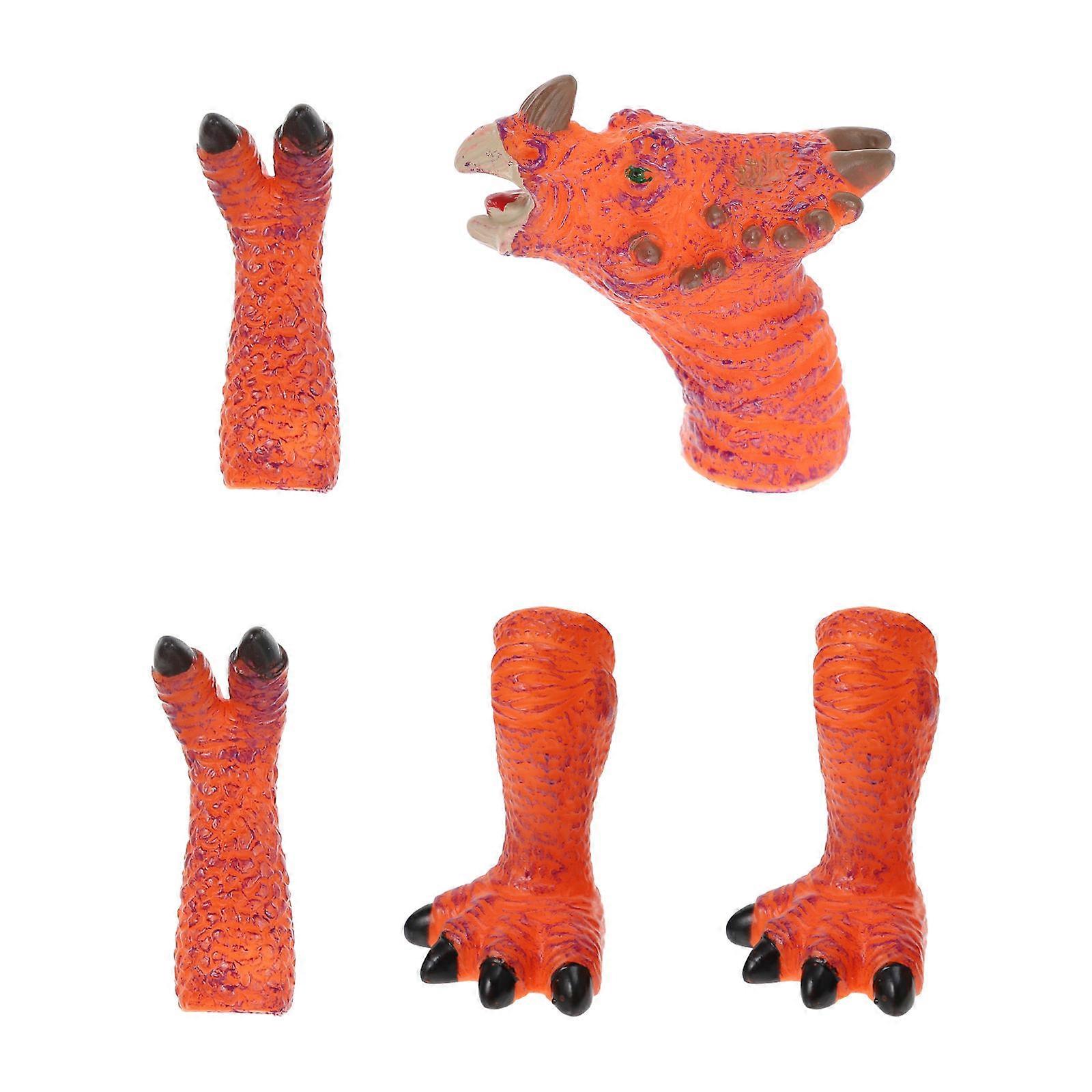 Finger Puppet Toy Dinosaur for Kids Use 3Sets Orange Hand Plaything