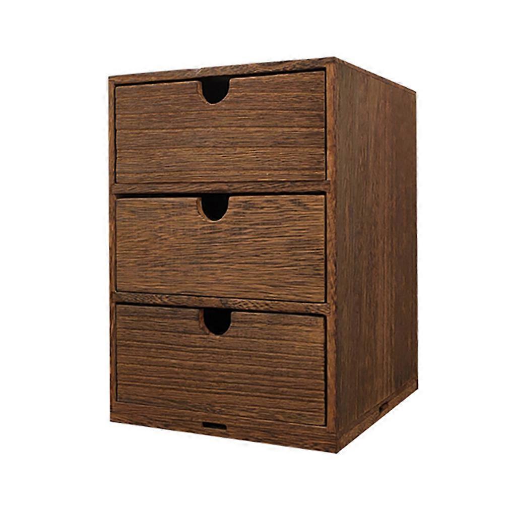 Drawer Box Wood Multi-Layer Storage Organizer for Home 2Pcs Brown