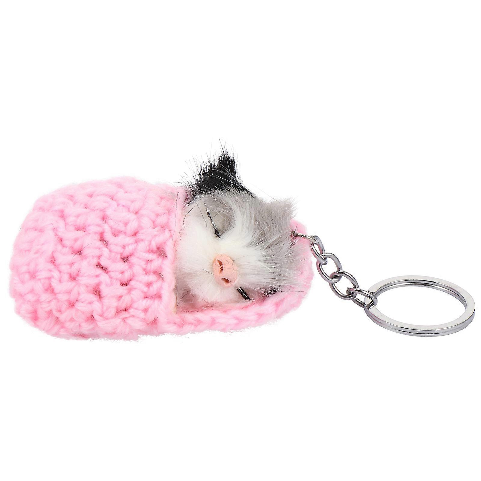 Sleeping Mouse Keychain Key Ring for Decoration Use 3Pcs Pink Bag Pendant