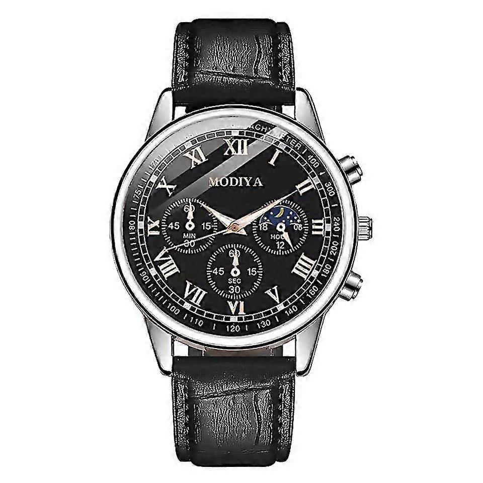 For Modiya Pd716 Men Leather Strap Casual Quartz Watch