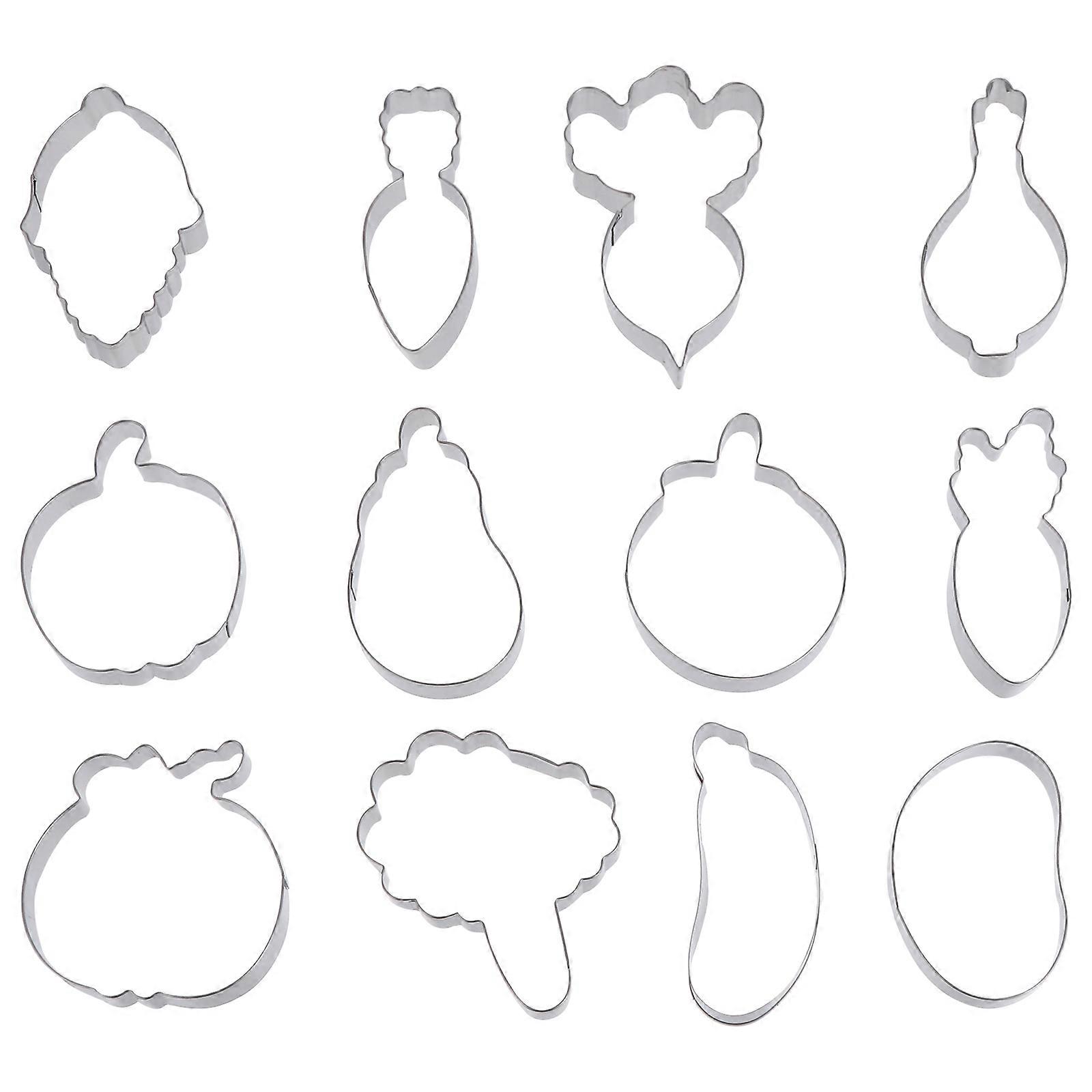 12Pcs Vegetable Style Cookie Cutters for Baking Stainless Steel Set