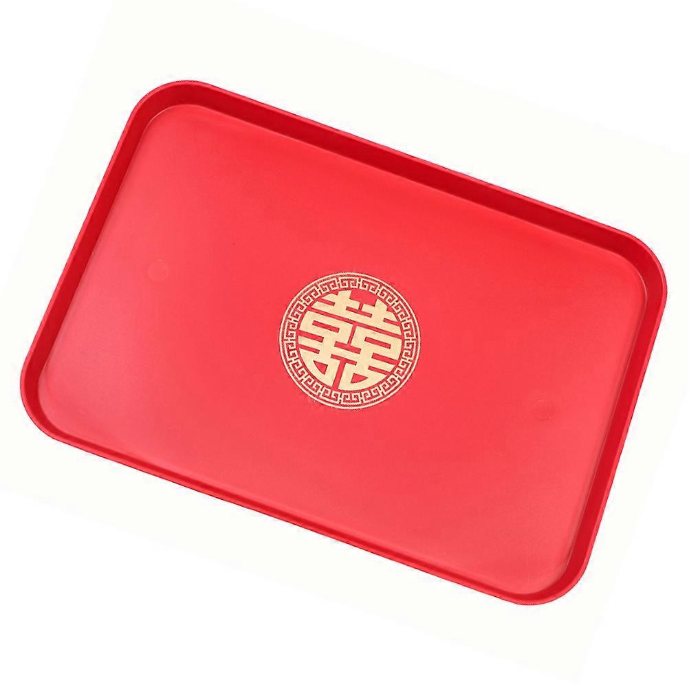 Tea Serving Tray Square Shaped Red PP Nut Storage For Wedding 1Pack