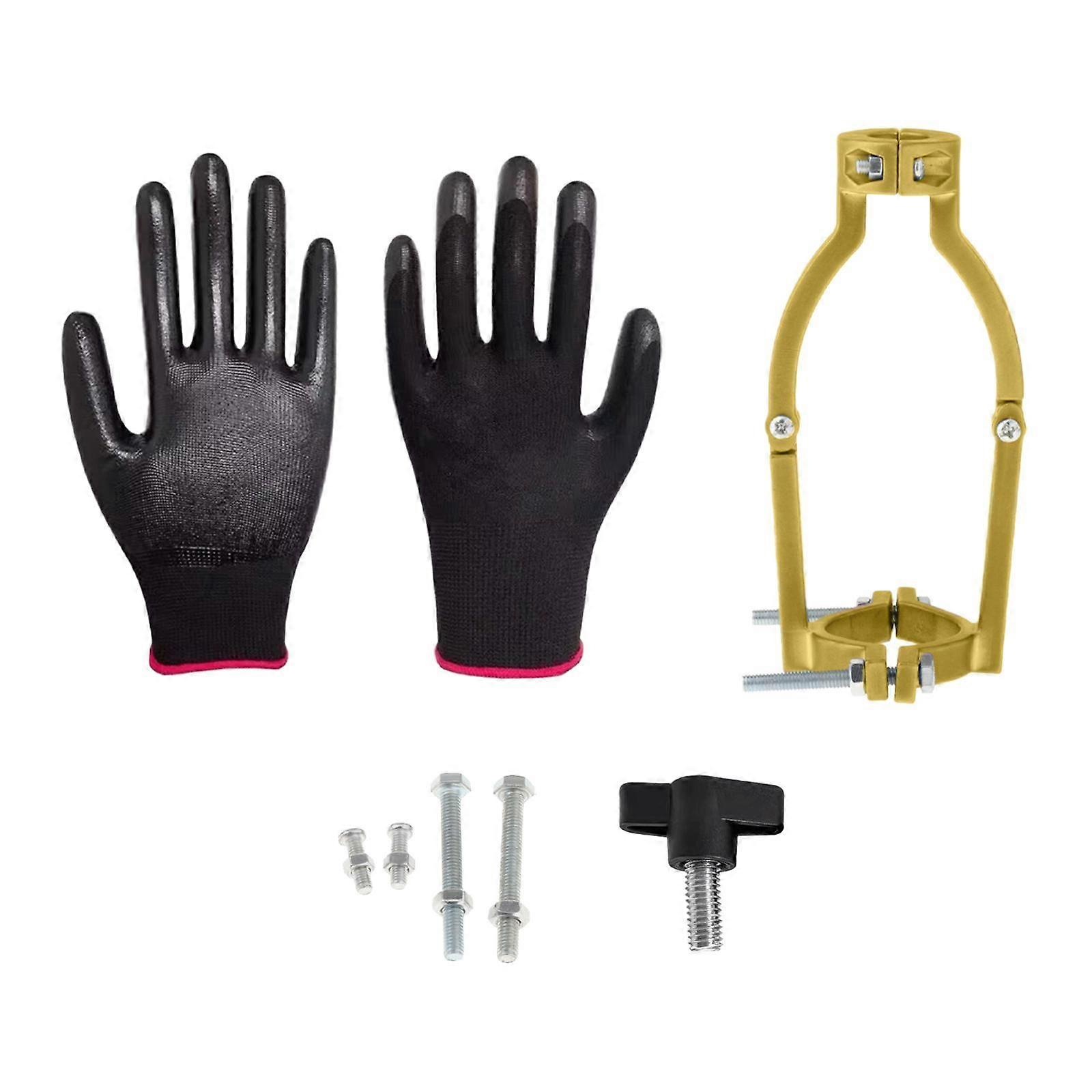 Square Hole Drill Fixed Bracket Set and Gloves for Drill Machine Style C