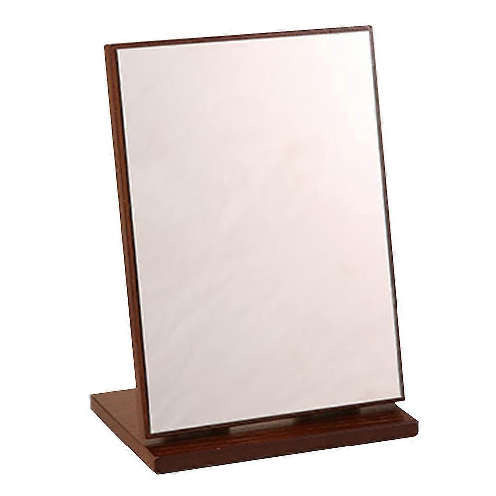 3Pcs Makeup Mirror Wooden Simple Design Vanity Mirror Light Brown Size 17x13cm Space-saving Compact Tool