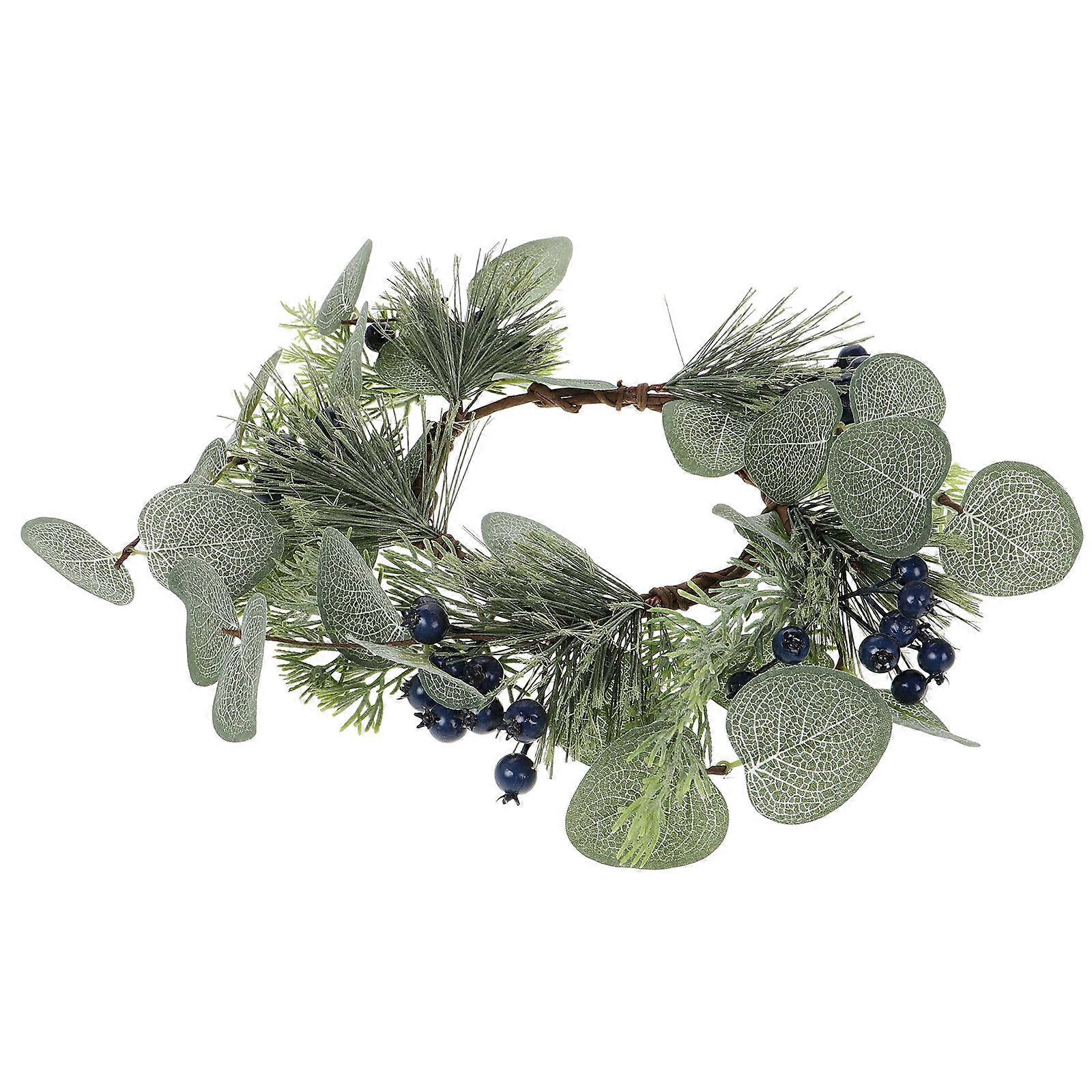 Artificial Eucalyptus Candle Rings Wreath for Front Door Greenery Decoration