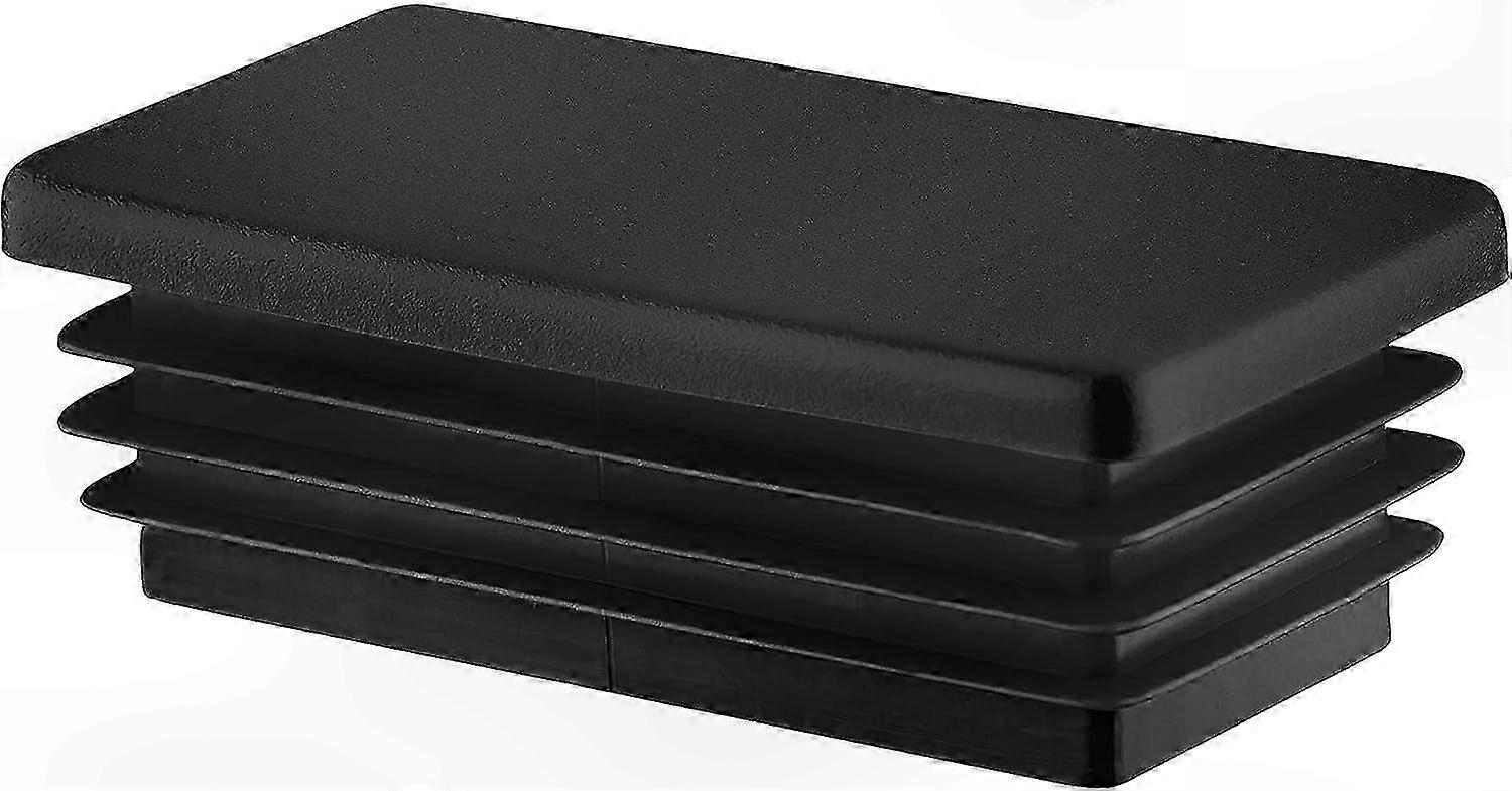 Black Plastic End Caps for 50x25mm Rectangular Tubes (6-Pack)