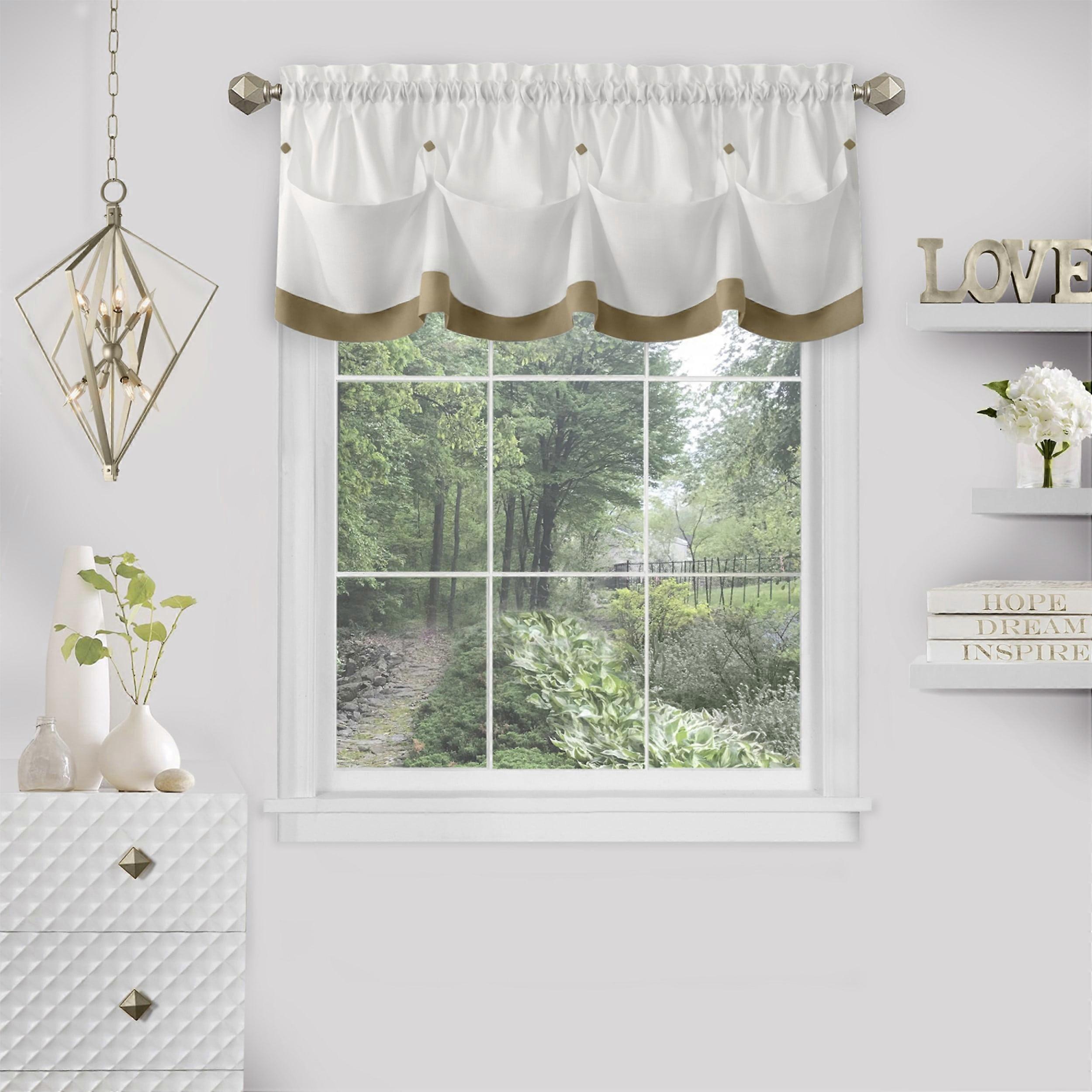 Achim Lana Indoor Polyester Light Filtering Solid Valance, Tan, 58-in W x 14-in L