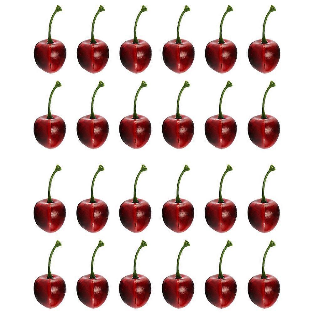 Lifelike Cherry Model Plastic Simulation Fruit for Decoration 48Pcs