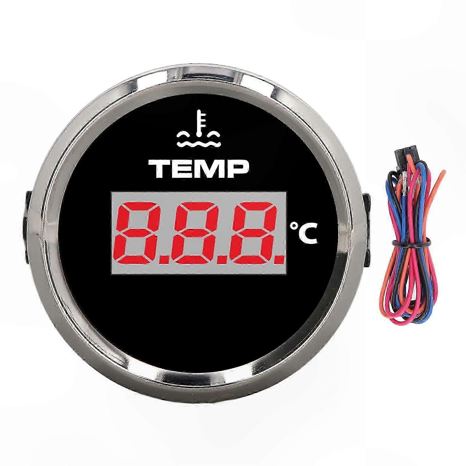 Waterproof Digital Thermometer 0-120C with Red Backlight for Automotive Marine RV Applications IP67 Rating