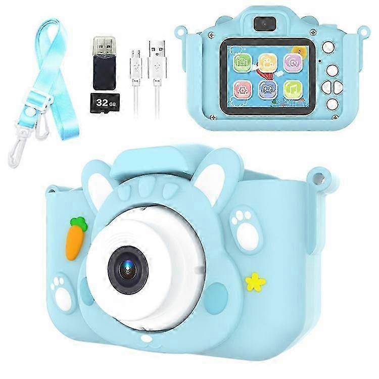 25-26 x11s Cartoon Rabbit Shaped Kids Camera Toy Children Photo Video Recorder with 32G Memory Card