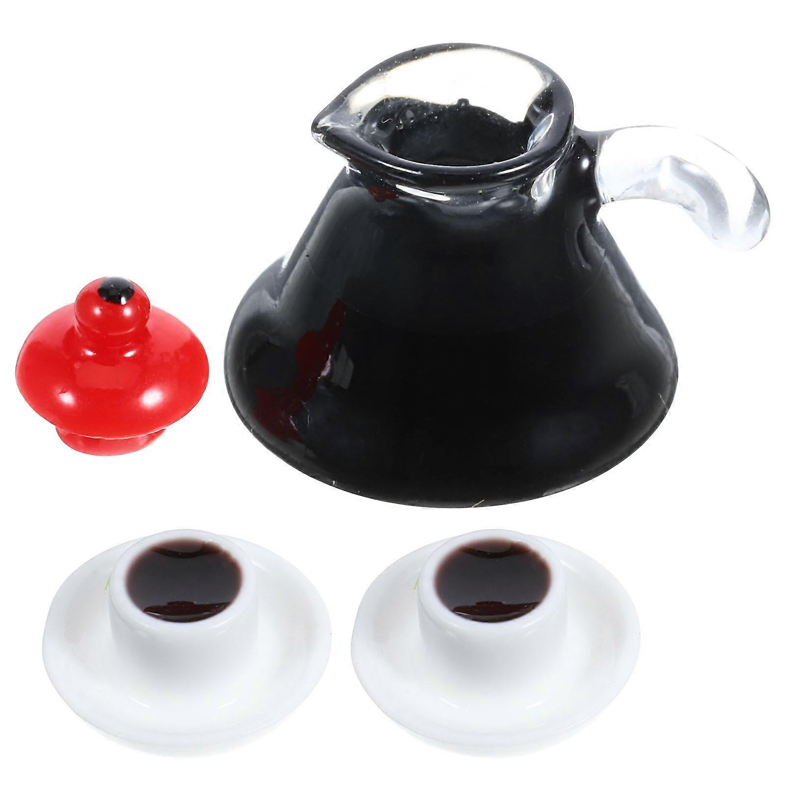 Miniature Coffee Pot Resin Set for Decoration 3Sets Mini Coffee Cup Kitchen