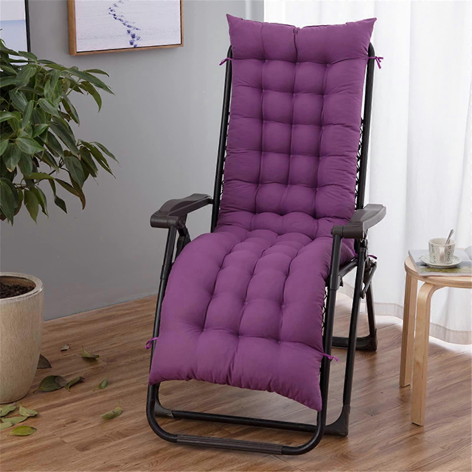 Extra Thick Outdoor Lounge Chair Cushion Adjustable Reclining Pillow With Ties For Indoor Outdoor Use Purple 48x120cm