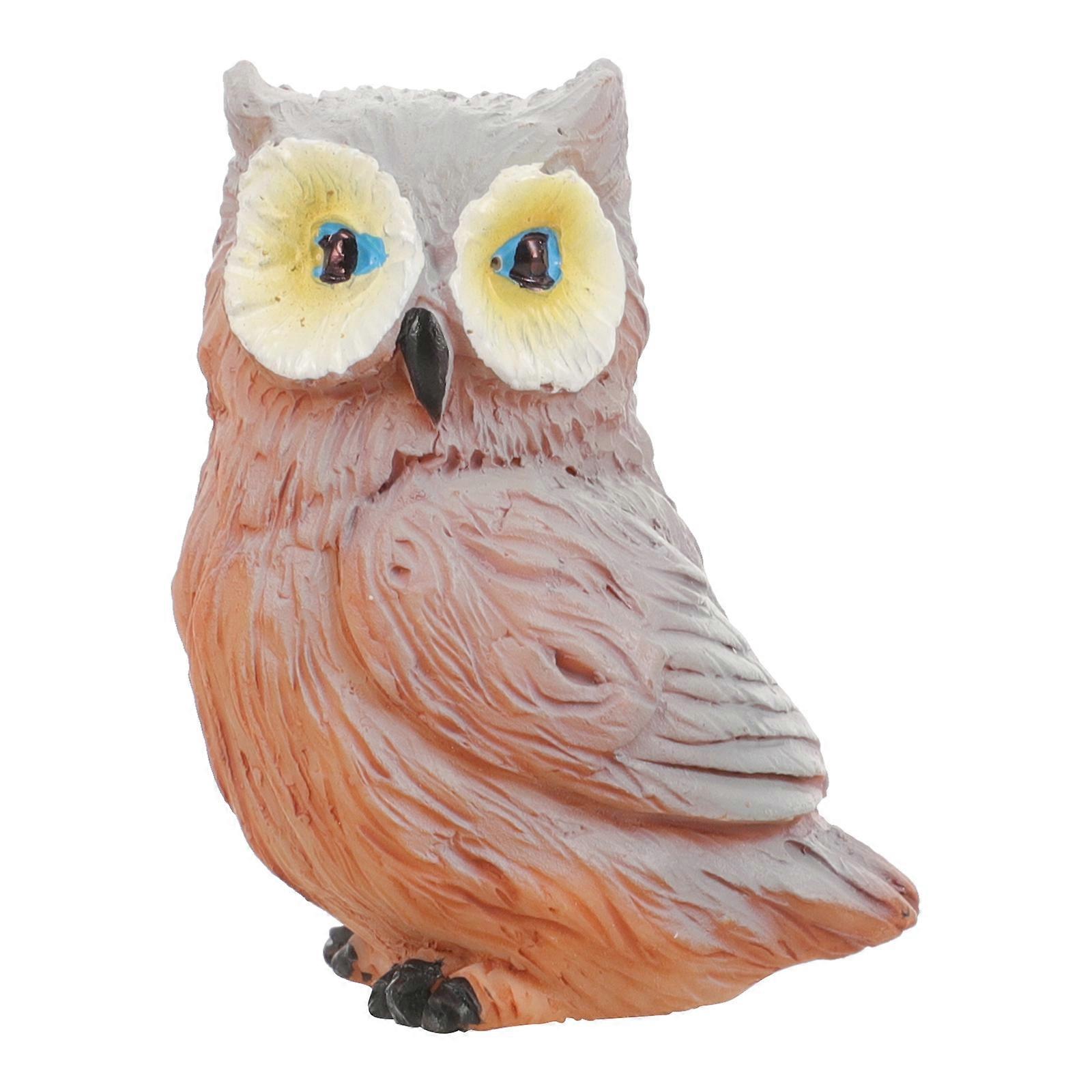 مصغرة البومة تمثال في الهواء الطلق ساحة ديكور البومة الراتنج تمثال براون حديقة الديكور 1 حزمة