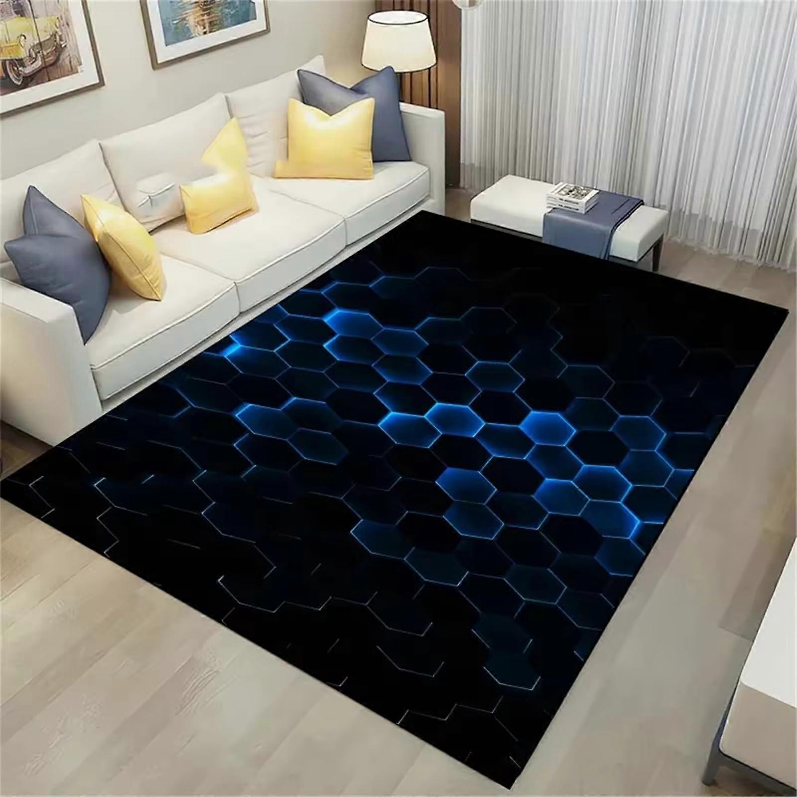 Area Rug 3D Lines Game Atmosphere Geometric Decor Rug 80x120 Cm Rectangular For Teens Kids Gaming Rooms Color 3