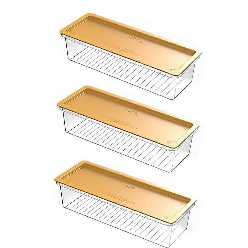 3container Spaghetti Organizer Rectangular MultiPurpose, 28 X 10.6 X 7.1 Cm, Lightweight And Stackable, Yellow Lid