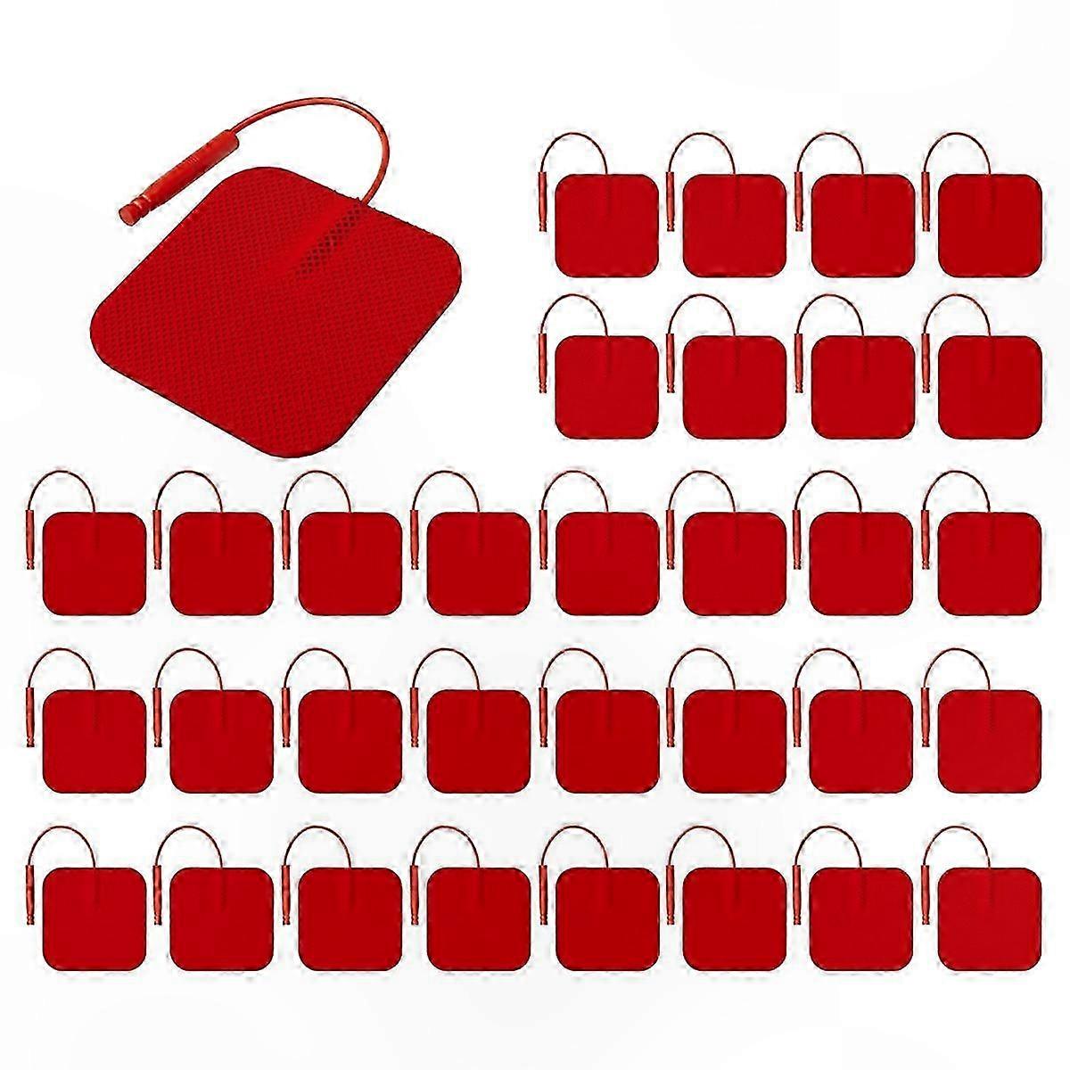 Electrode Pads for TENS Unit, Reusable Adhesive Gel Sheets, Latex-Free, Red Color