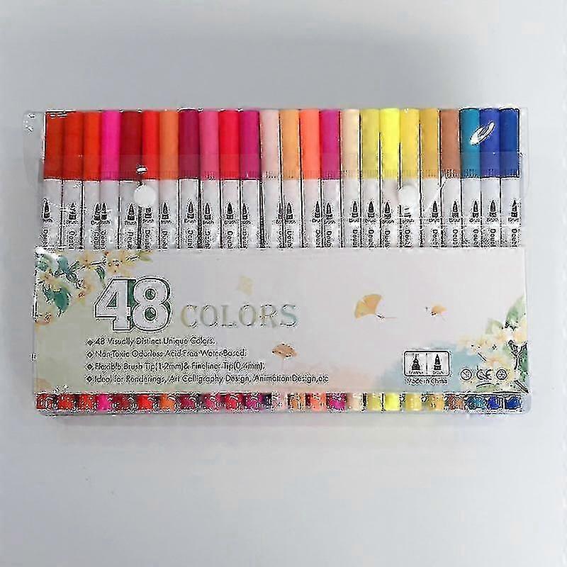 2025 Dual Tip Brush Pens Set Of 48 Colors,for Calligraphy Drawing Sketching Colouring Book