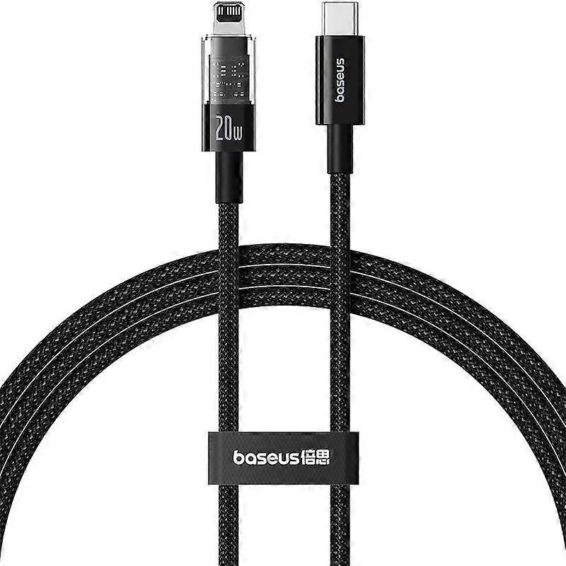 Cable de carga rápida Baseus Gem USB-C a IP de 1 m y 20 W, negro