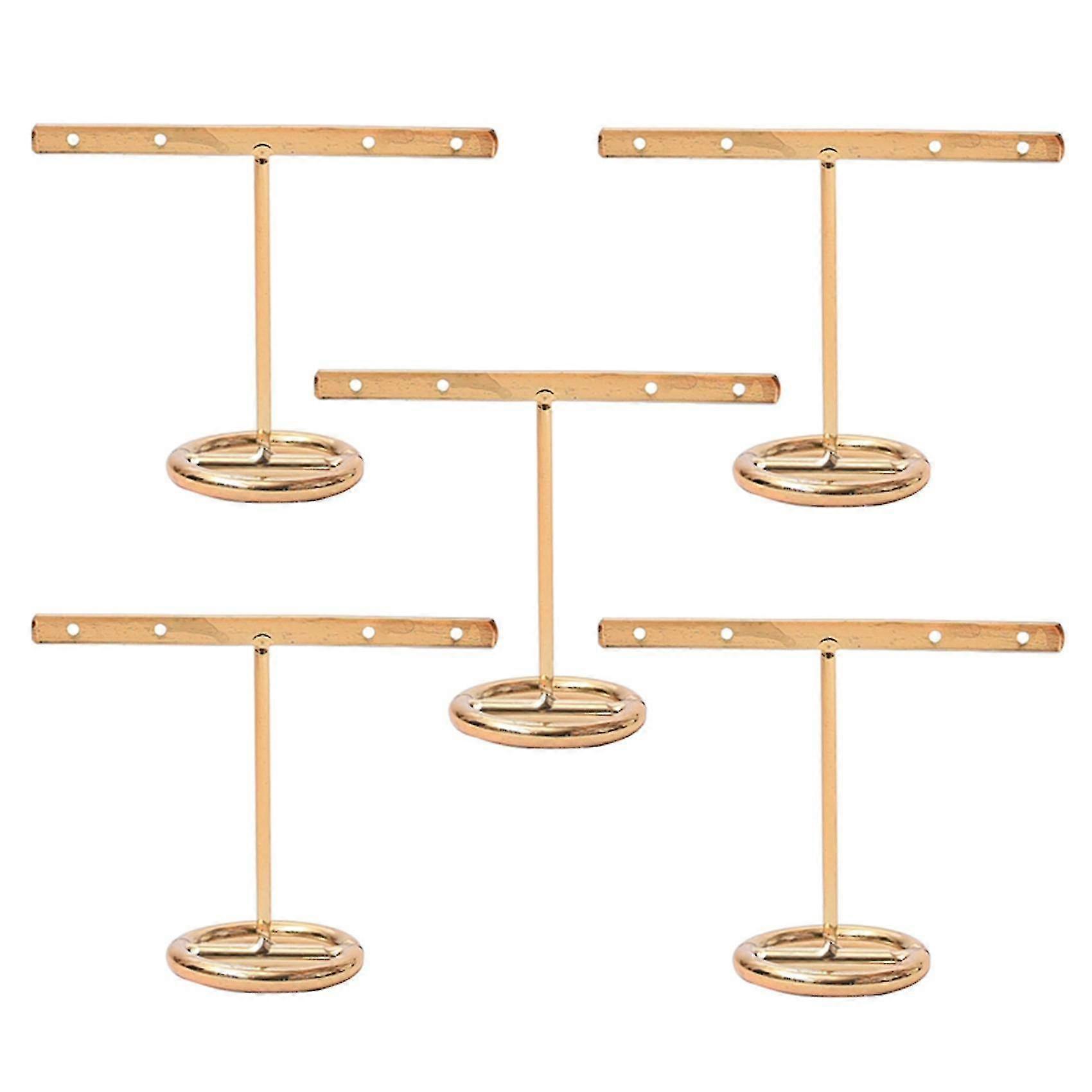 5x Σκουλαρίκια Επίδειξη Stand Χρυσό Σκουλαρίκια Επίδειξη Rack Τ-σχήμα Σκουλαρίκια Βιτρίνα Χρυσή Μικρή