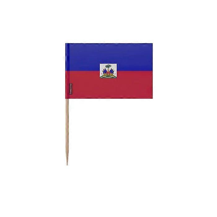 Toothpicks Haitian Flag - 6.5 cm - 100 pieces - Adhesive plastic - Bamboo stick - Pixelforma