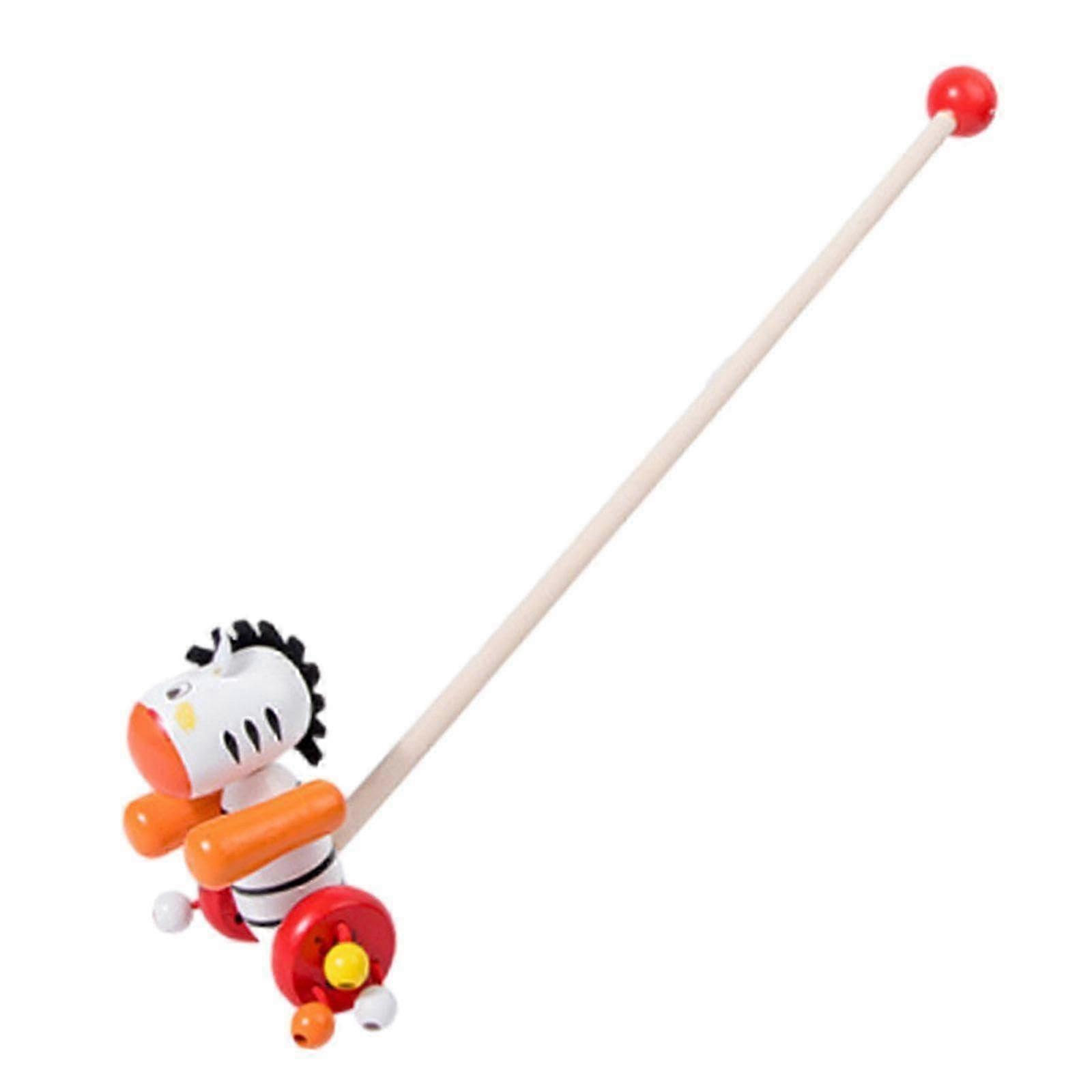 Wooden Push and Pull Toy for Toddlers, Zebra Design, Safe Natural Material,1-3 Years, Developmental Activity Toy